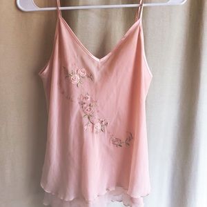 Vintage Chiffon Light Pink Floral Camisole